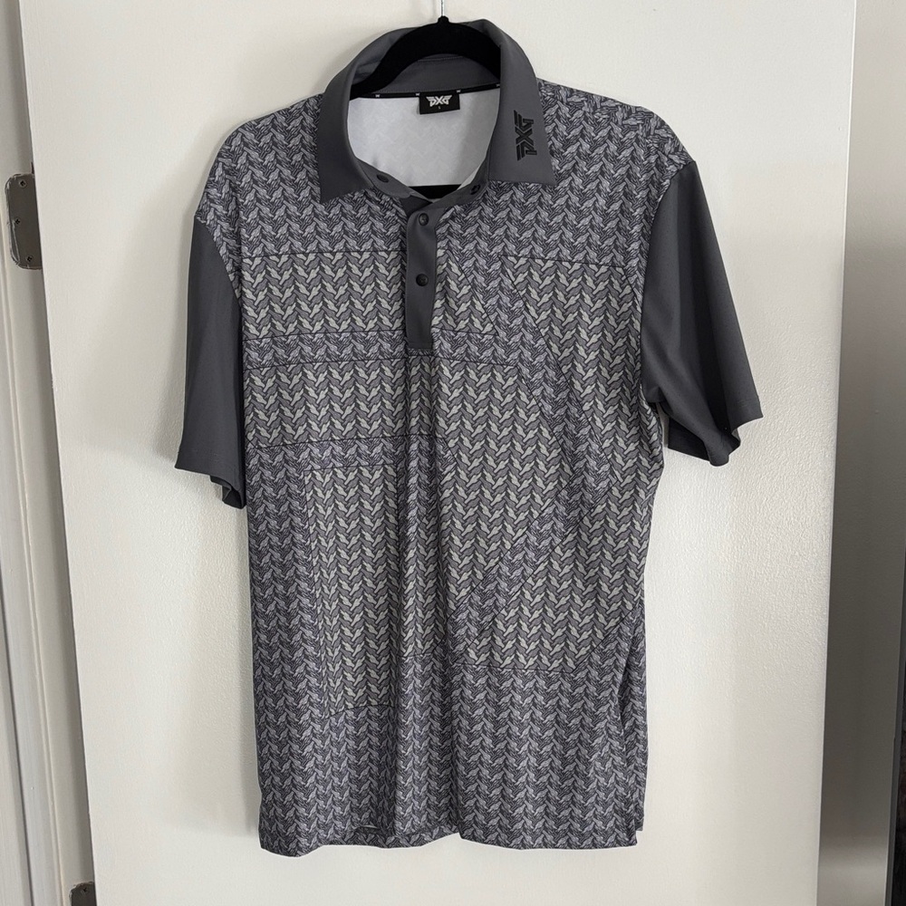 PXG Charcoal and White Patterned Men's Polo
